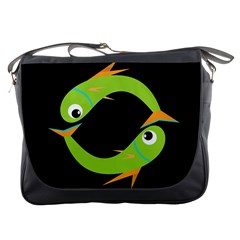 Green Fishes Messenger Bags