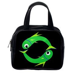 Green Fishes Classic Handbags (one Side) by Valentinaart