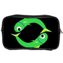 Green Fishes Toiletries Bags 2-side by Valentinaart
