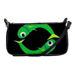Green Fishes Shoulder Clutch Bags by Valentinaart