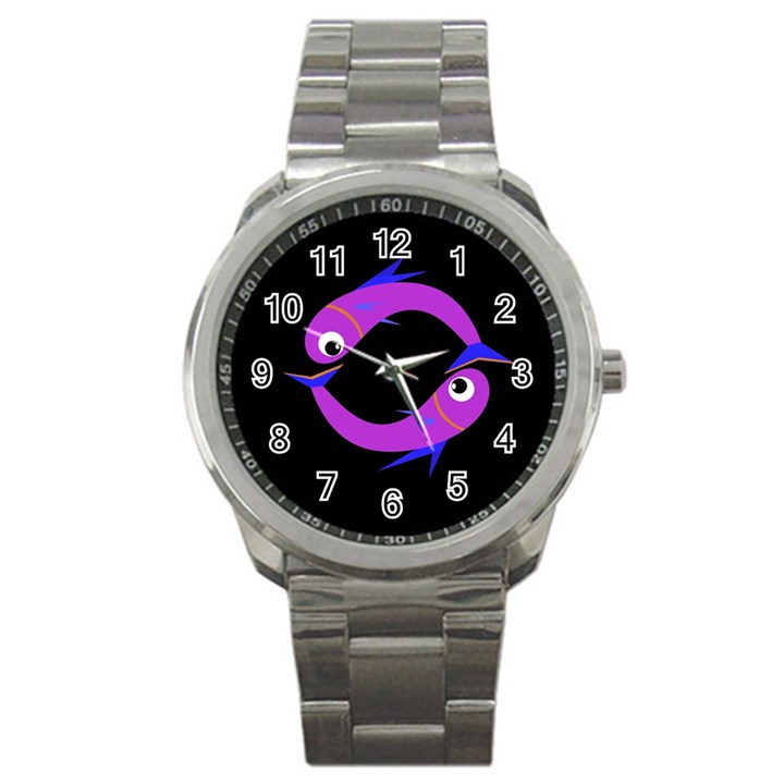 Purple fishes Sport Metal Watch