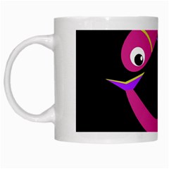 Magenta Fishes White Mugs by Valentinaart