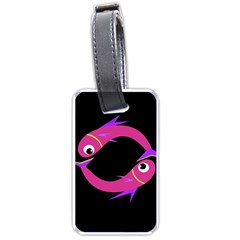 Magenta Fishes Luggage Tags (one Side)  by Valentinaart