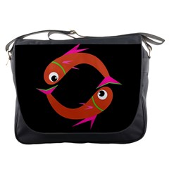 Orange Fishes Messenger Bags by Valentinaart