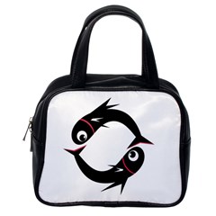 Black Fishes Classic Handbags (one Side) by Valentinaart