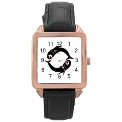 Black Fishes Rose Gold Leather Watch 