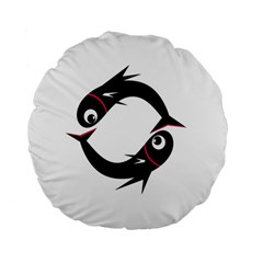 Black Fishes Standard 15  Premium Flano Round Cushions by Valentinaart