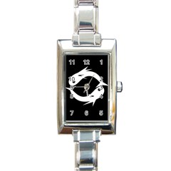 White Fishes Rectangle Italian Charm Watch by Valentinaart