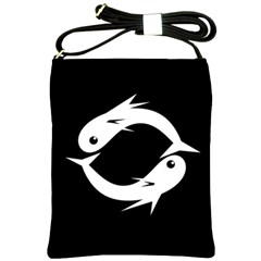 White Fishes Shoulder Sling Bags by Valentinaart