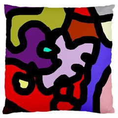 Colorful Abstraction By Moma Large Flano Cushion Case (two Sides) by Valentinaart