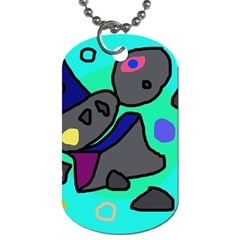 Blue Comic Abstract Dog Tag (two Sides) by Valentinaart
