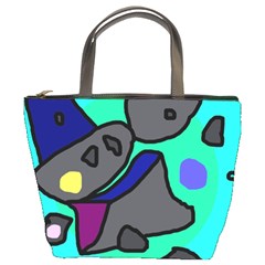 Blue Comic Abstract Bucket Bags by Valentinaart