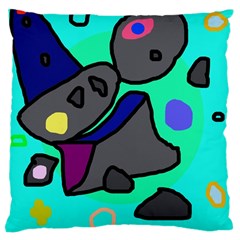 Blue Comic Abstract Large Cushion Case (two Sides) by Valentinaart
