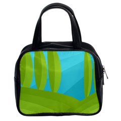 Green And Blue Landscape Classic Handbags (2 Sides)