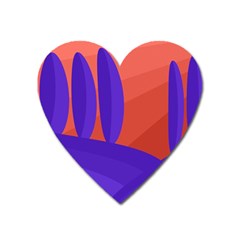 Purple And Orange Landscape Heart Magnet by Valentinaart