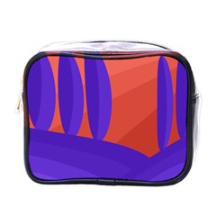 Purple And Orange Landscape Mini Toiletries Bags by Valentinaart