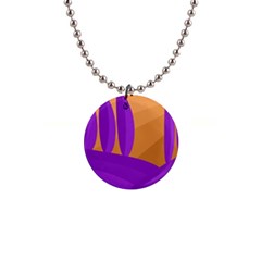 Orange And Purple Landscape Button Necklaces by Valentinaart