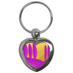 Yellow And Magenta Landscape Key Chains (heart) 