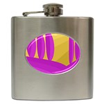 Yellow and magenta landscape Hip Flask (6 oz) Front