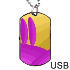 Yellow And Magenta Landscape Dog Tag Usb Flash (one Side) by Valentinaart