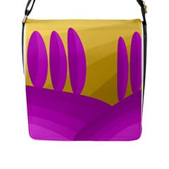 Yellow And Magenta Landscape Flap Messenger Bag (l)  by Valentinaart