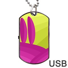 Yellow And Pink Landscape Dog Tag Usb Flash (one Side) by Valentinaart