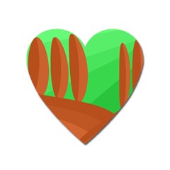 Green And Orange Landscape Heart Magnet by Valentinaart