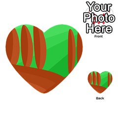 Green And Orange Landscape Multi-purpose Cards (heart) 