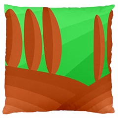 Green And Orange Landscape Large Cushion Case (two Sides) by Valentinaart