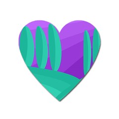 Purple And Green Landscape Heart Magnet