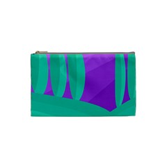 Purple And Green Landscape Cosmetic Bag (small)  by Valentinaart