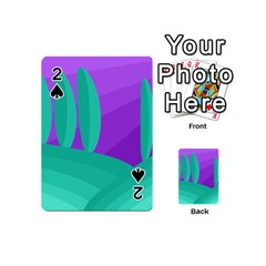 Purple And Green Landscape Playing Cards 54 (mini)  by Valentinaart