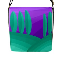 Purple And Green Landscape Flap Messenger Bag (l)  by Valentinaart