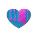 Pink and blue landscape Rubber Coaster (Heart)  Front