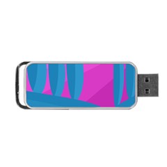 Pink And Blue Landscape Portable Usb Flash (one Side) by Valentinaart