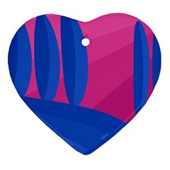 Magenta And Blue Landscape Ornament (heart)  by Valentinaart