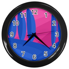 Magenta And Blue Landscape Wall Clocks (black) by Valentinaart