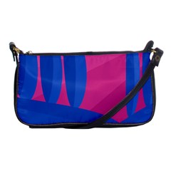 Magenta And Blue Landscape Shoulder Clutch Bags by Valentinaart