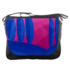 Magenta And Blue Landscape Messenger Bags by Valentinaart