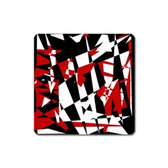 Red, Black And White Chaos Square Magnet