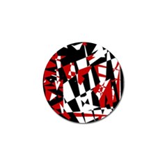 Red, Black And White Chaos Golf Ball Marker