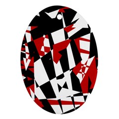 Red, Black And White Chaos Oval Ornament (two Sides) by Valentinaart