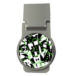 Black, white and green chaos Money Clips (Round)  Front