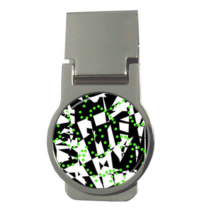 Black, white and green chaos Money Clips (Round) 