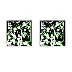 Black, White And Green Chaos Cufflinks (square) by Valentinaart