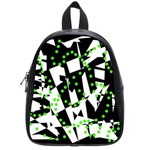 Black, white and green chaos School Bags (Small)  Front