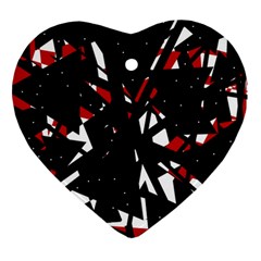 Black, Red And White Chaos Ornament (heart)  by Valentinaart