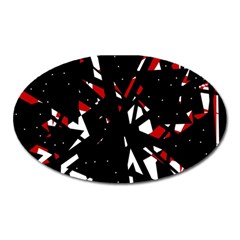 Black, Red And White Chaos Oval Magnet by Valentinaart