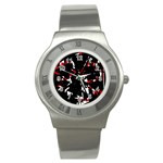 Black, red and white chaos Stainless Steel Watch Front