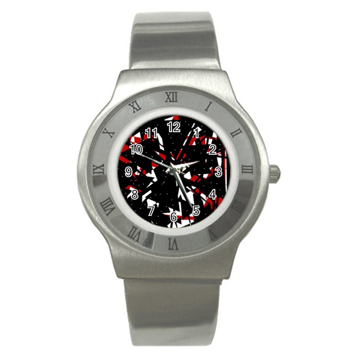 Black, red and white chaos Stainless Steel Watch